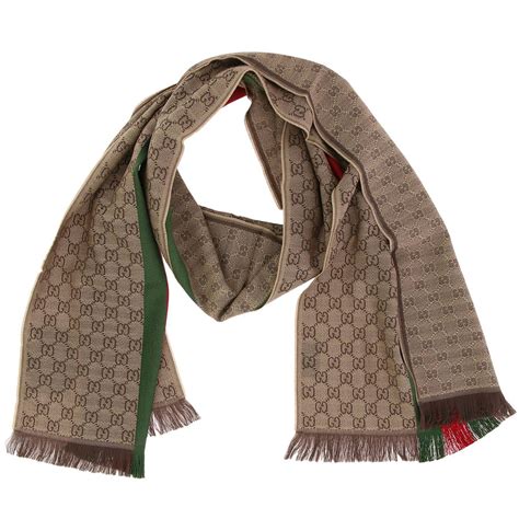 sciarpa gucci uomo misto lana|Sciarpa in misto lana e cashmere con logo jacquard e frange .